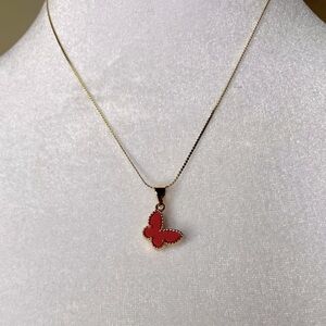 Butterfly enamel pendant necklace